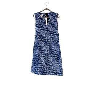 Marni‎ Luxury Silk Blue Midi Lightweight Shift Dress Delicate Tie Back V-Neck 6